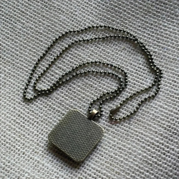 Paris France Eiffel Tower & Blue Dress Square Antiqued Brass Glass 27" Long Neck - Picture 2 of 3